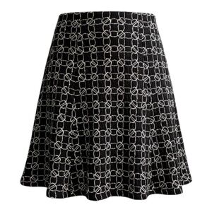 LOFT Black and White Geometric A-Line Skirt